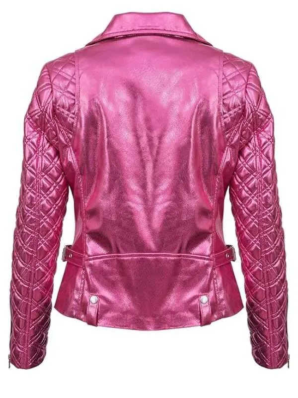 Sex Life Billie Connelly Pink Leather Jacket For Sale