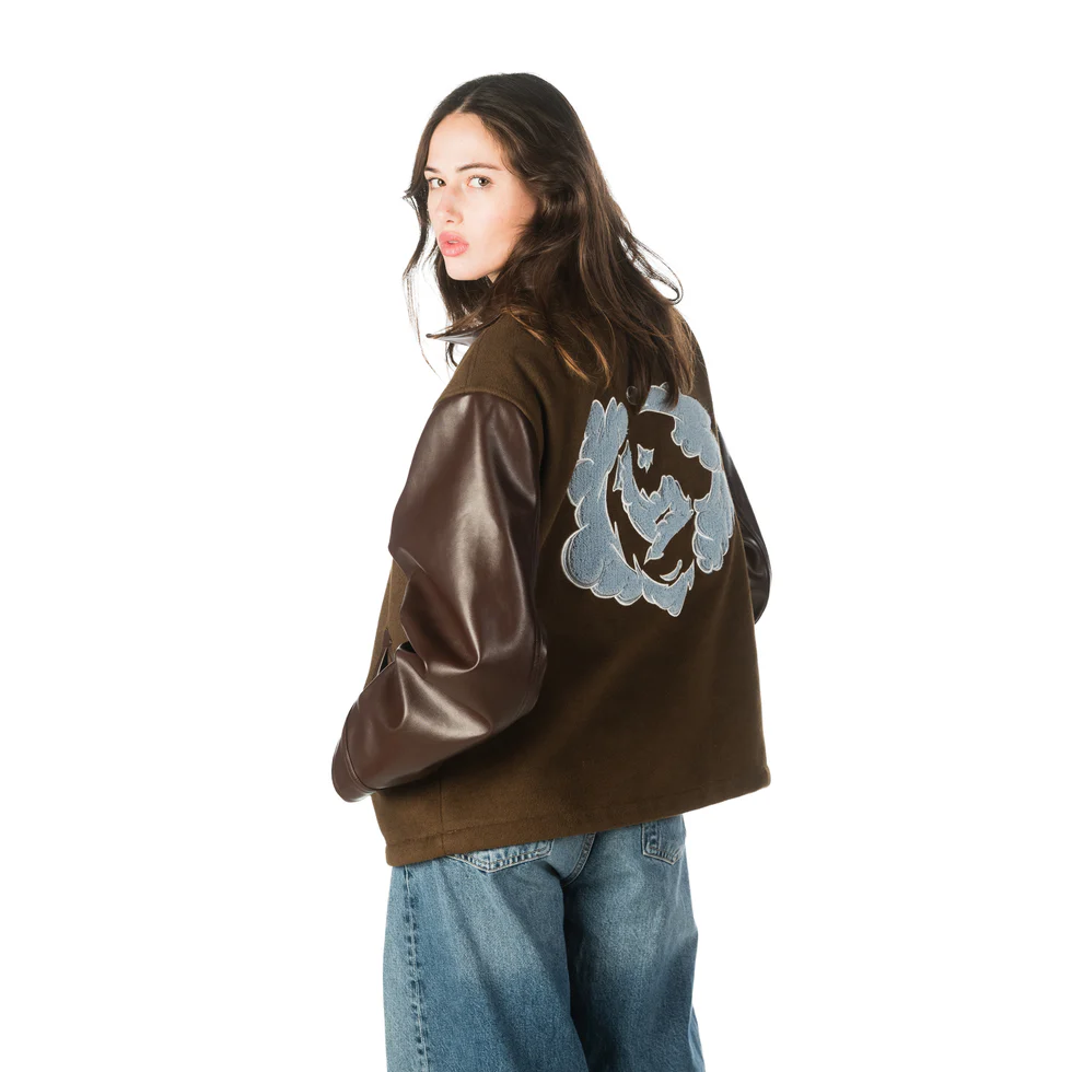 Shop Buchan Wind Varsity Brown Jacket