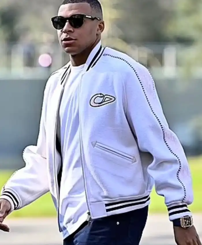Shop Christian Dior Kylian Mbappe Varsity Jacket
