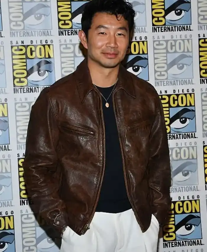 Shop Comic-Con 2026 Simu Liu Brown Leather Jacket
