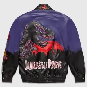 Shop Jurassic Park Leather Varsity Jacket