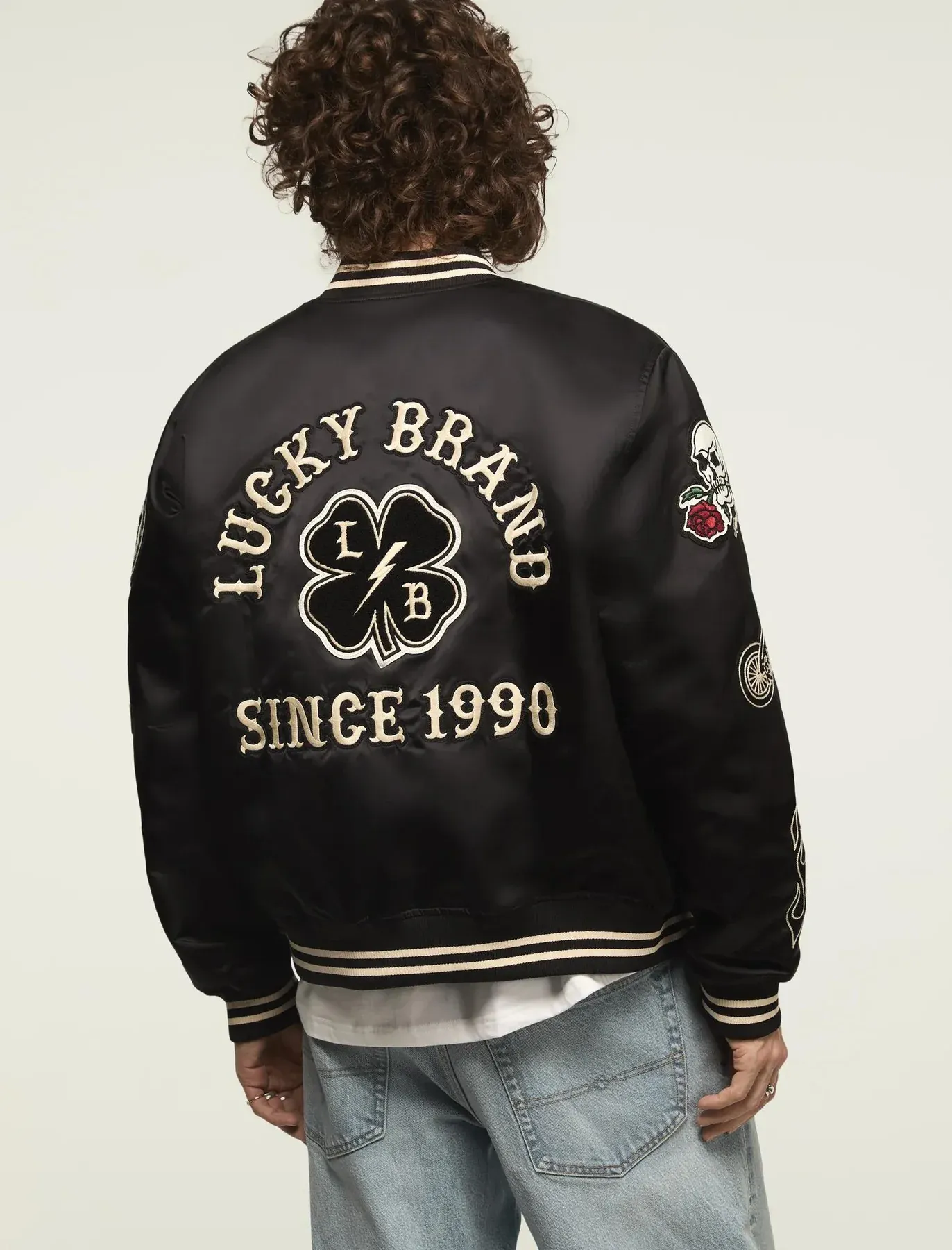 Shop Lucky Brand Satin Varsity Jacket