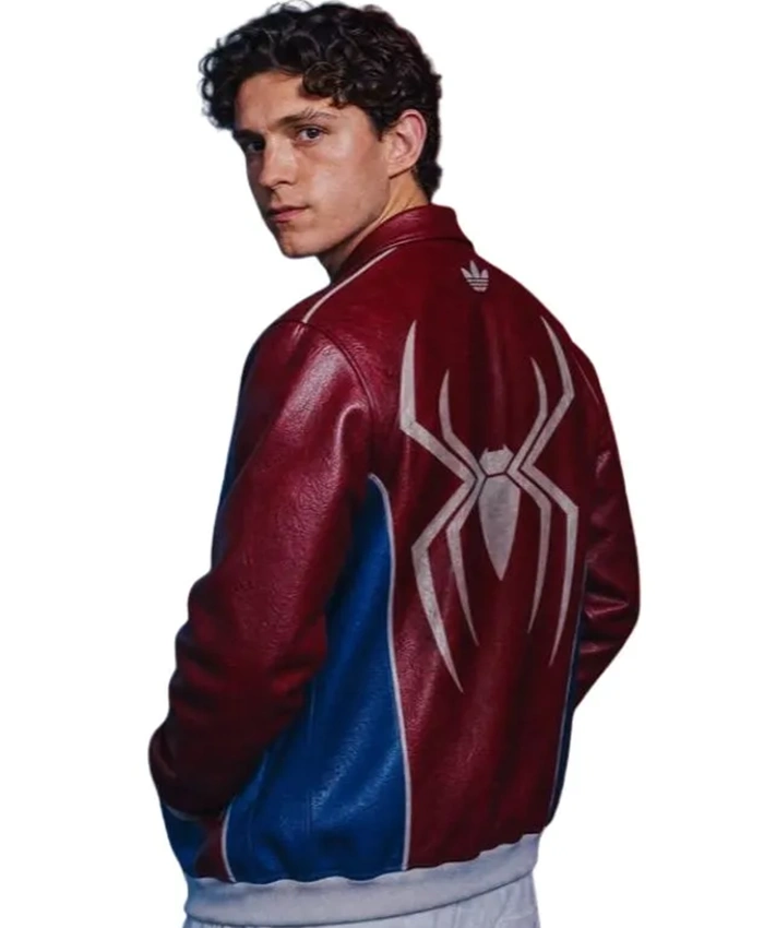 Shop Marvel x Spider Man Tom Holland Leather Jacket
