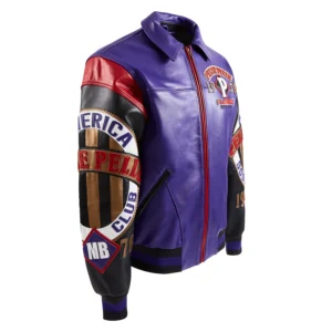 Shop Pelle Pelle American Soda Club Purple and Black Leather Varsity Jacket