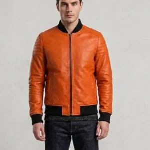 Shop Pumpkin Halloween Orange Leather Jacket