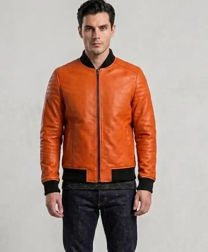 Shop Pumpkin Halloween Orange Leather Jacket