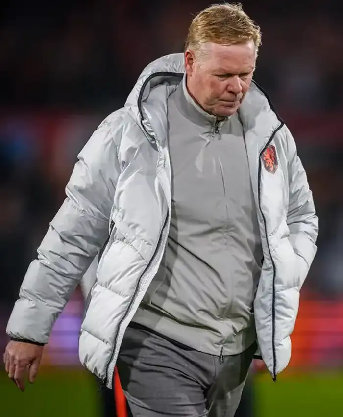 Shop Team Netherlands Ronald Koeman Grey Puffer Jacket