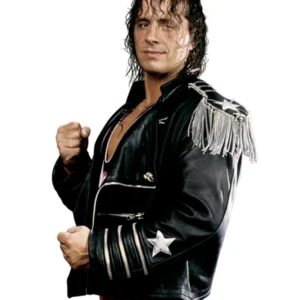 Shop WWE Bret Hart The Hitman Zipper Leather Jacket