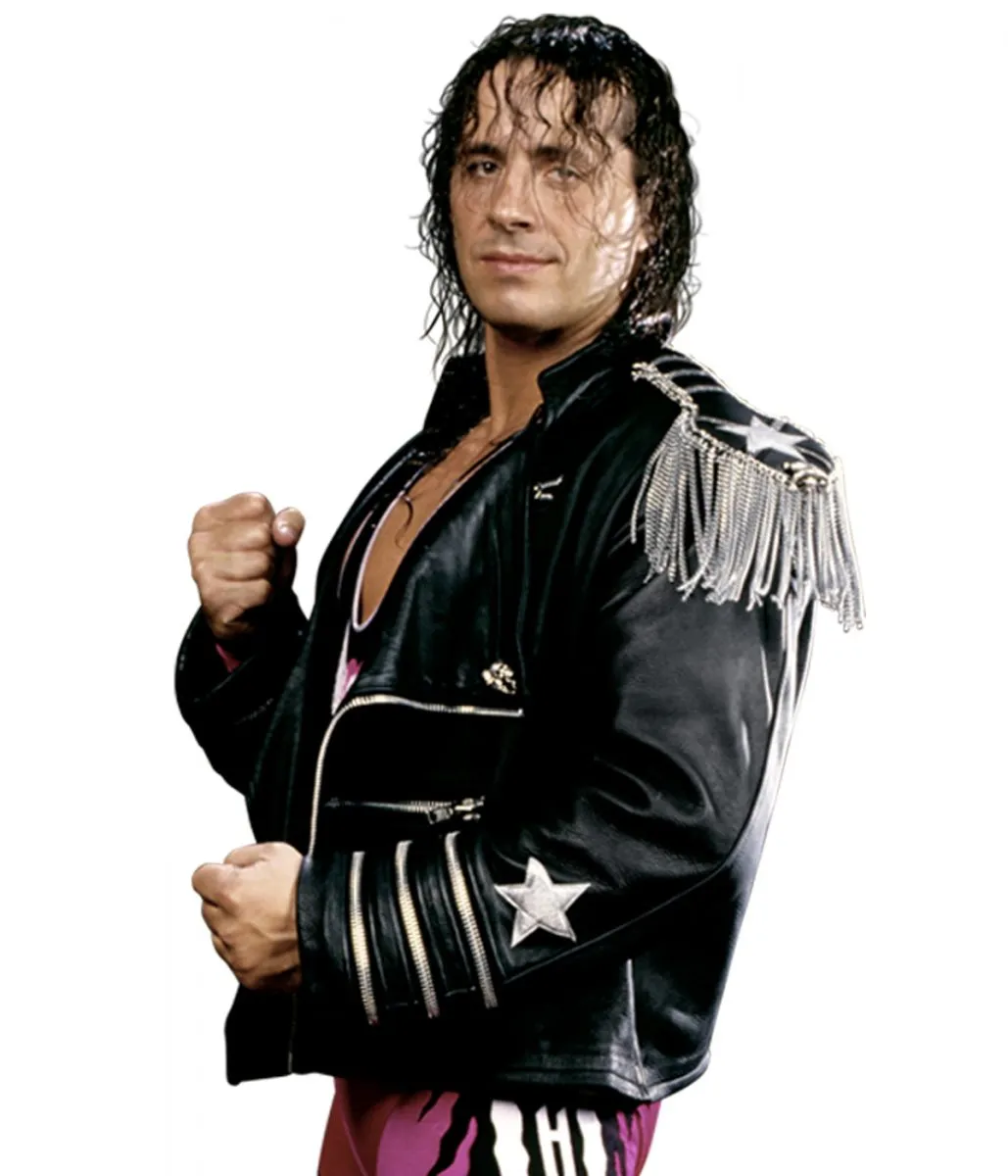 Shop WWE Bret Hart The Hitman Zipper Leather Jacket