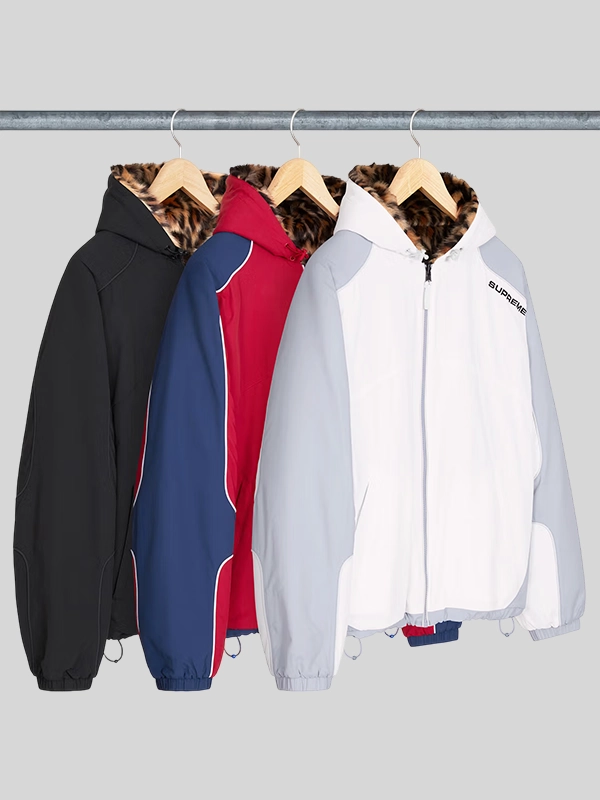 Faux Fur Reversible Supreme Hooded Track Jacket