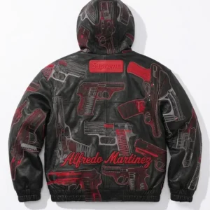 Supreme x Alfredo Martinez 2026 Hooded Leather Jacket For Sale