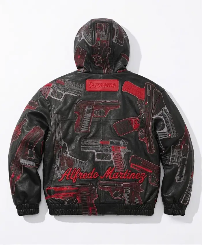 Supreme x Alfredo Martinez 2026 Hooded Leather Jacket For Sale