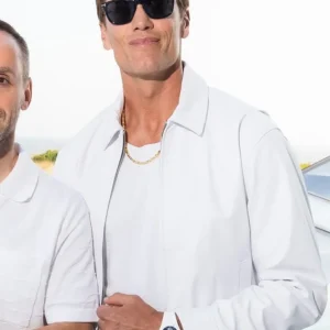 Tom Brady Michael Rubin White Party 2026 White Leather Jacket