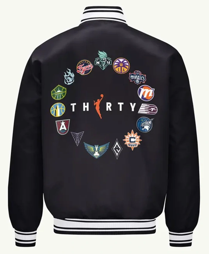 WNBA 30th Anniversary Black Satin Varsity Jacket