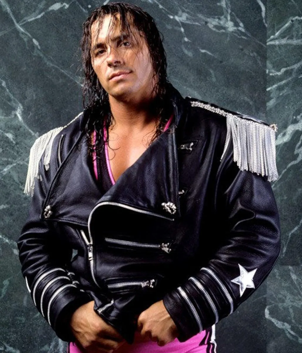 WWE Bret Hart The Hitman Zipper Leather Jacket