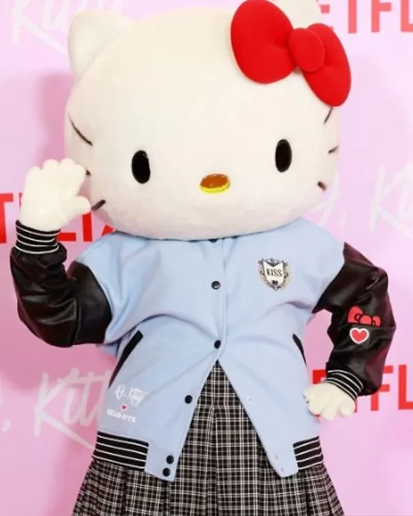XO Kitty Blue and Black Leather Varsity Jacket