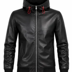 Yuji Itadori Hooded Leather Bomber Jacket