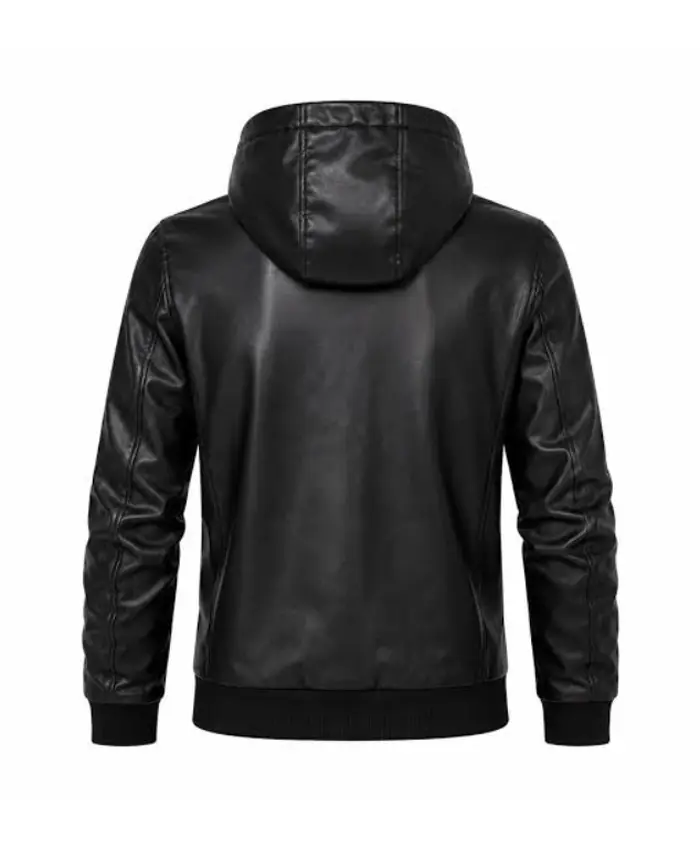 Yuji Itadori Hooded Leather Bomber Jacket for sale