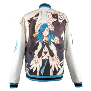 black and white Queen Dizzy Varsity Jacket