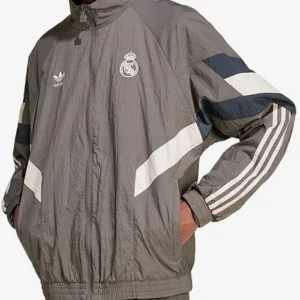 bu yadidas Real Madrid Track Top Jacket Charcoal Grey