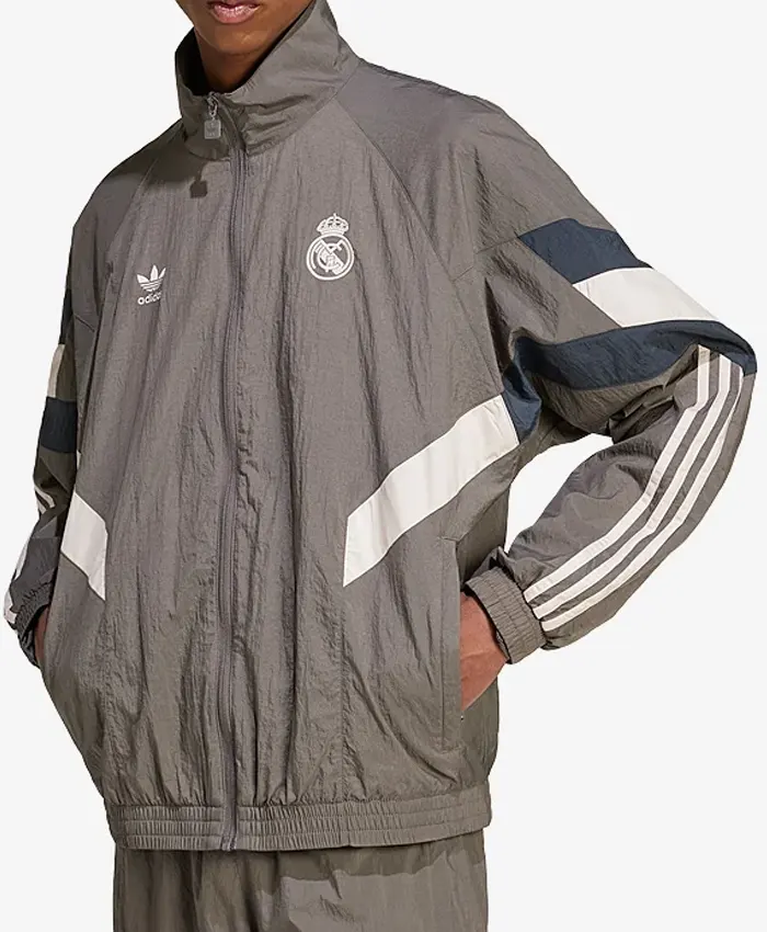 bu yadidas Real Madrid Track Top Jacket Charcoal Grey