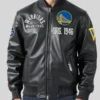 buy Golden State Warriors Black Leather Jacket