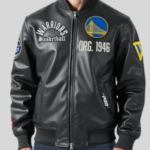 buy Golden State Warriors Black Leather Jacket