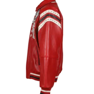 buy Pelle Pelle Encrusted Red Leather Varsity Jacket