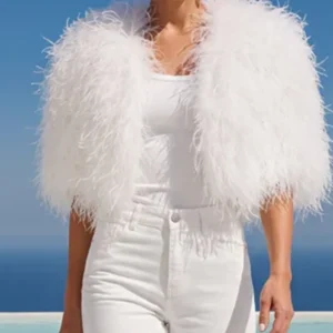 buy The Obsession Feather Cape White Jacket
