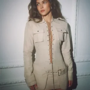 buy now Adria Arjona Beige Lace-Up Front Placket