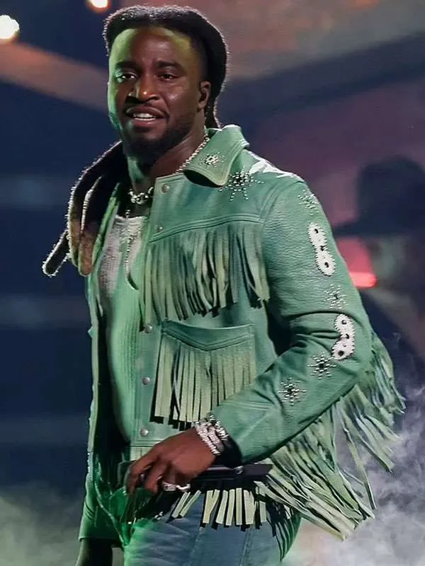 buy now CMA Awards Shaboozey Green Fringe Jacket