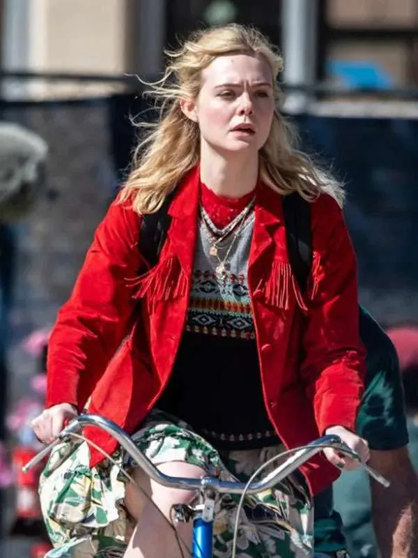 buy now Elle Fanning Margo’s Got Money Troubles Red Fringe Jacket