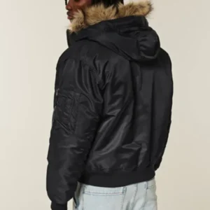 buy now Hollister Faux Fur Hooded Bomber Jacket