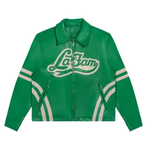 buy now La Fam Retro Varsity Leather Jacket