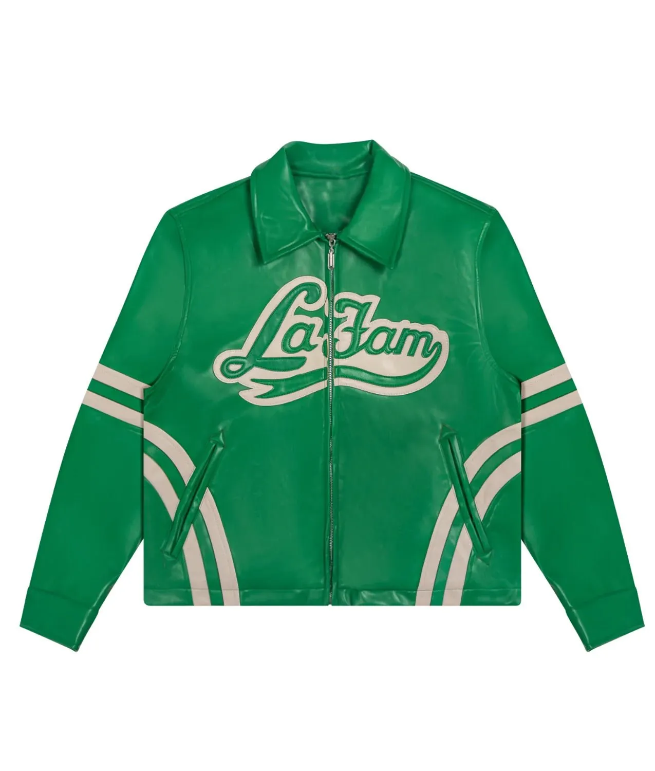 buy now La Fam Retro Varsity Leather Jacket