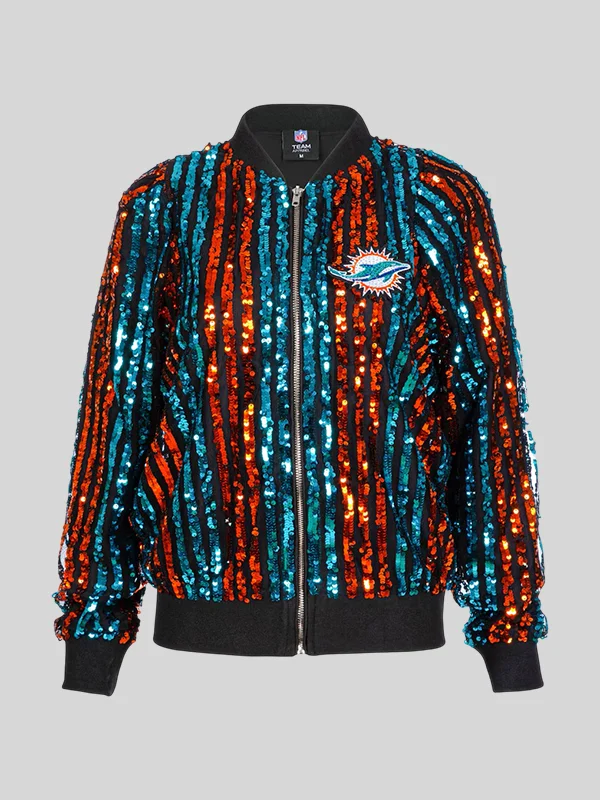buy now Miami Dolphins Sequin Bomber Jacket