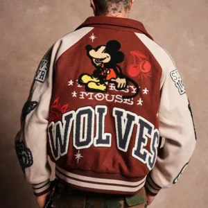 buy now Mickey Mouse Wolves Club Rudy Maroon Letterman Jacket