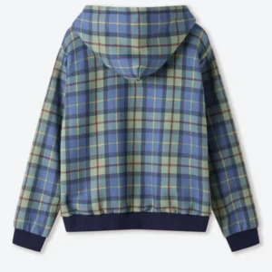 buy now Shinzo Turquoise Plaid Zip Up Hoodie