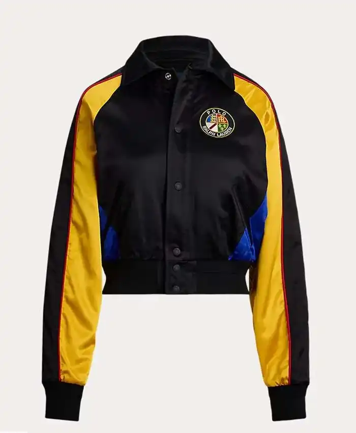 buy now Sophie Skelton Satin Bomber Jacket