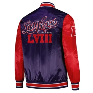 buy now Super Bowl LVIII Purple and Red Varsity Satin Jacket