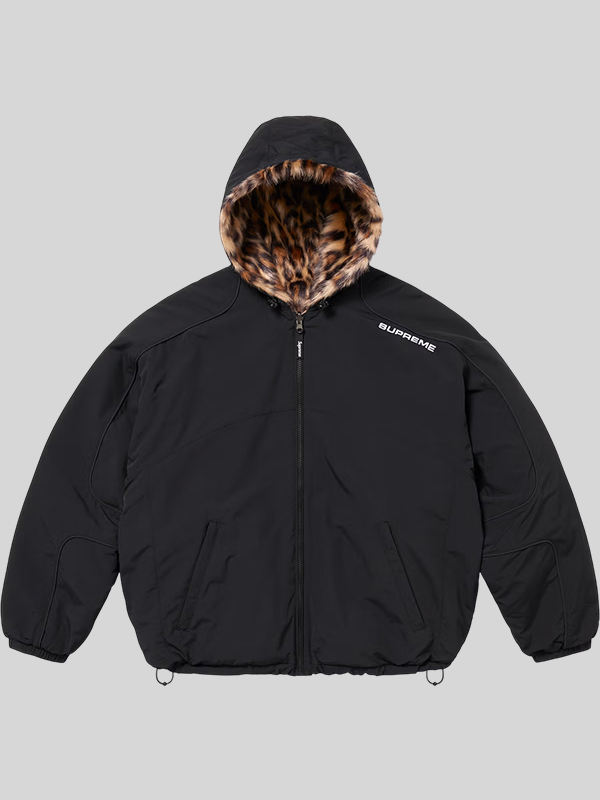 Faux Fur Reversible Supreme Hooded Track Jacket - Image 5