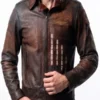 buy now Vought Rising Bombsight Distressed Leather Jacket