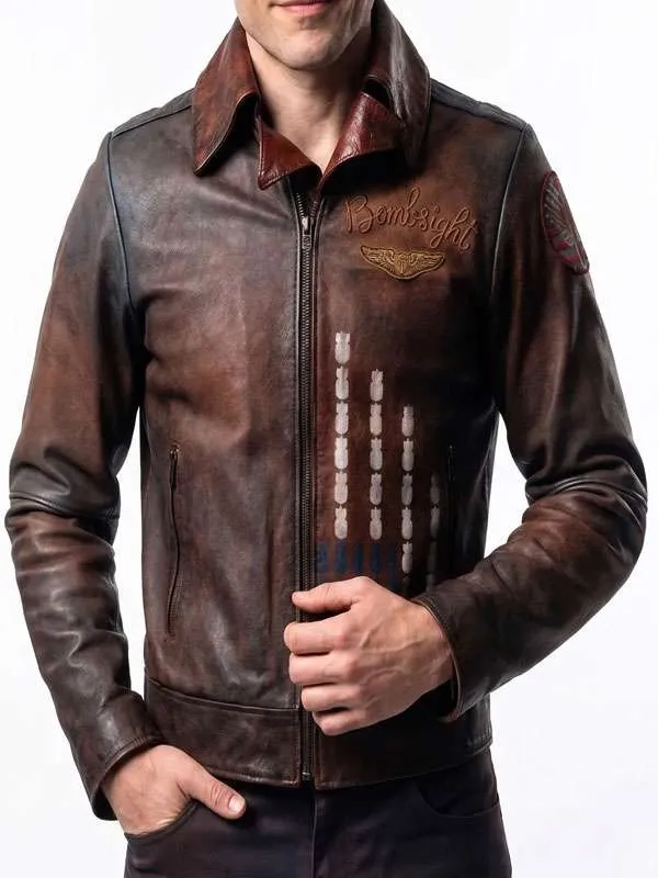 buy now Vought Rising Bombsight Distressed Leather Jacket