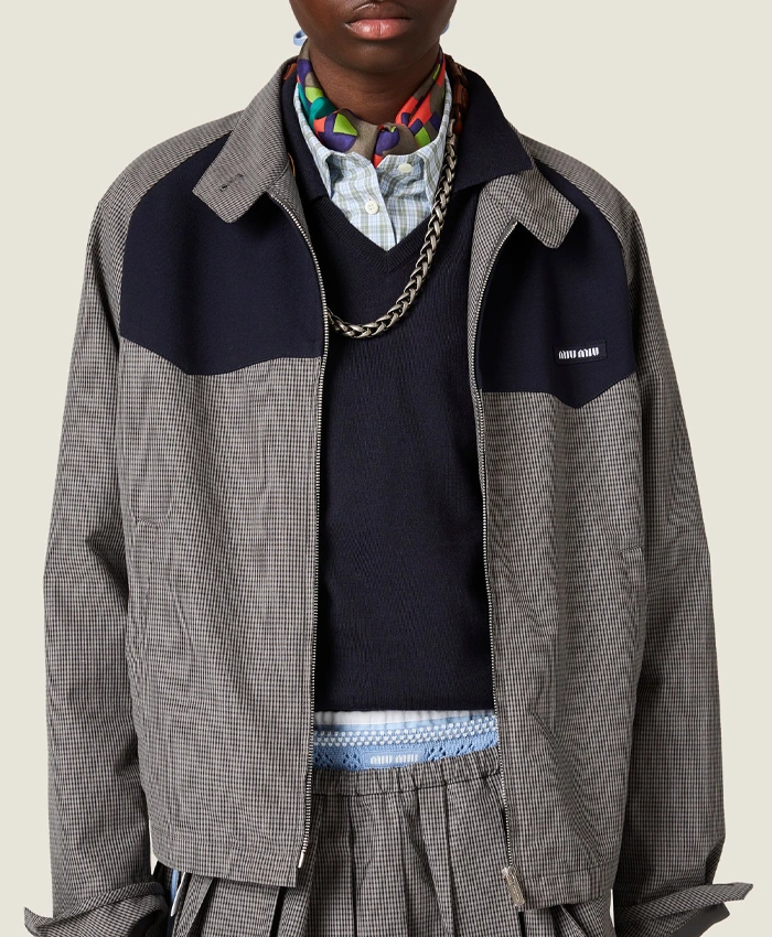 jaÿ-z miu miu gingham check blouson jacket