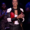 order now Corinne Foxx Beat Shazam Black and White Leather Jacket for sale