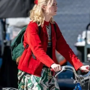 order now Elle Fanning Margo’s Got Money Troubles Red Fringe Jacket
