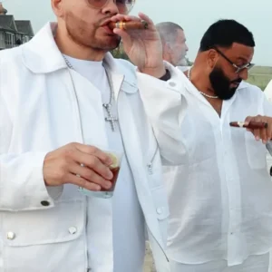 order now Fat Joe Michael Rubin White Party 2026 White Biker Jacket