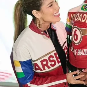 order now Gabrielle Figueiredo Arsenal Biker Leather Jacket