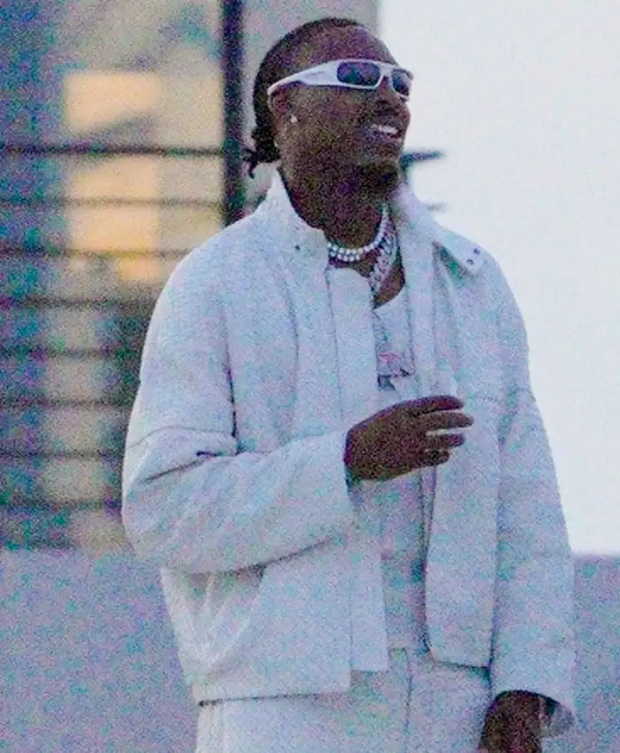 order now Justin Jefferson White Party 2026 White Leather Jacket