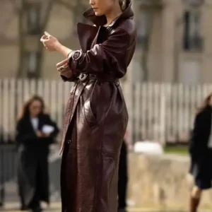 order now PFW 2026 Pom Klementieff Leather Trench Coat